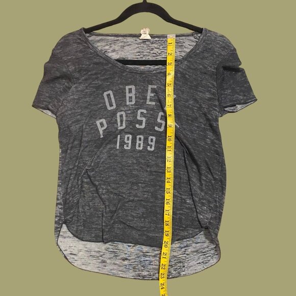 Obey Posse 1989 Vintage Graphic Tee – Distressed Charcoal Black (Size S) - Picture 4 of 7